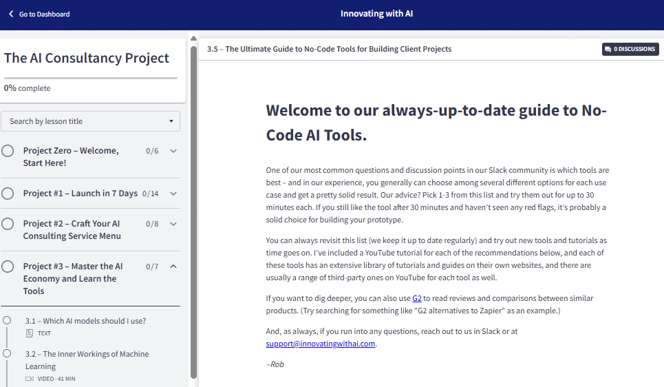Lesson: The Ultimate Guide to No-Code Tools for Building Client Projects