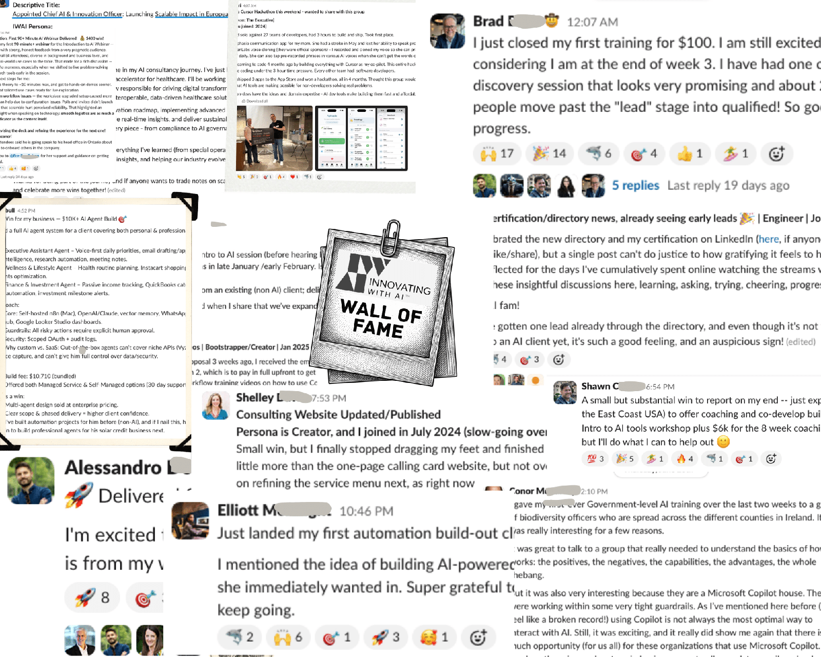 Collage of screenshots surrounding a central &ldquo;Wall of Fame&rdquo; sign.